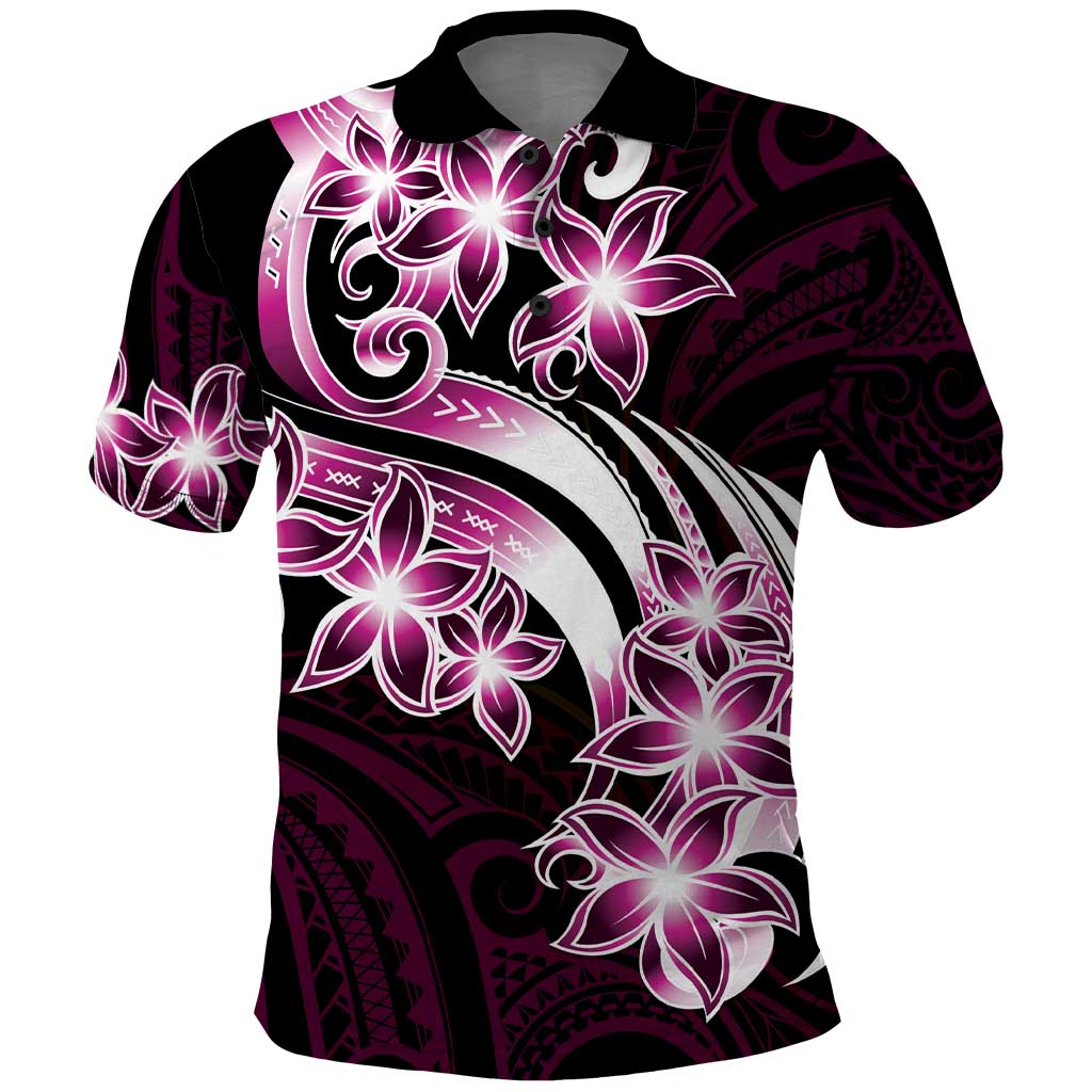 Plumeria Tribal Tattoo Polo Shirt Pink Polynesian Pattern
