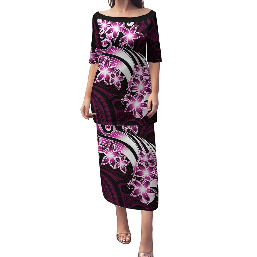 Plumeria Tribal Tattoo Puletasi Pink Polynesian Pattern