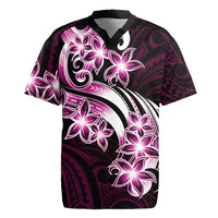 Plumeria Tribal Tattoo Rugby Jersey Pink Polynesian Pattern