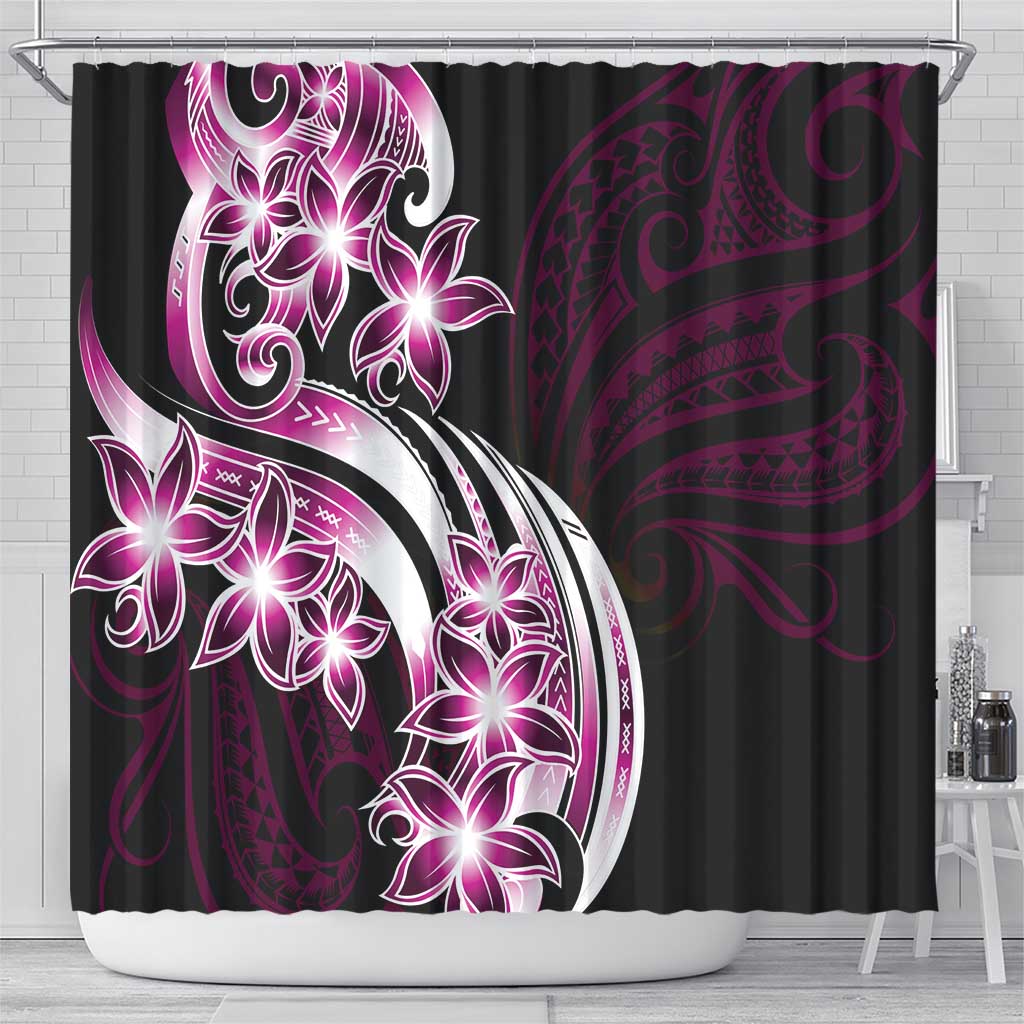 Plumeria Tribal Tattoo Shower Curtain Pink Polynesian Pattern LT9 - Polynesian Pride
