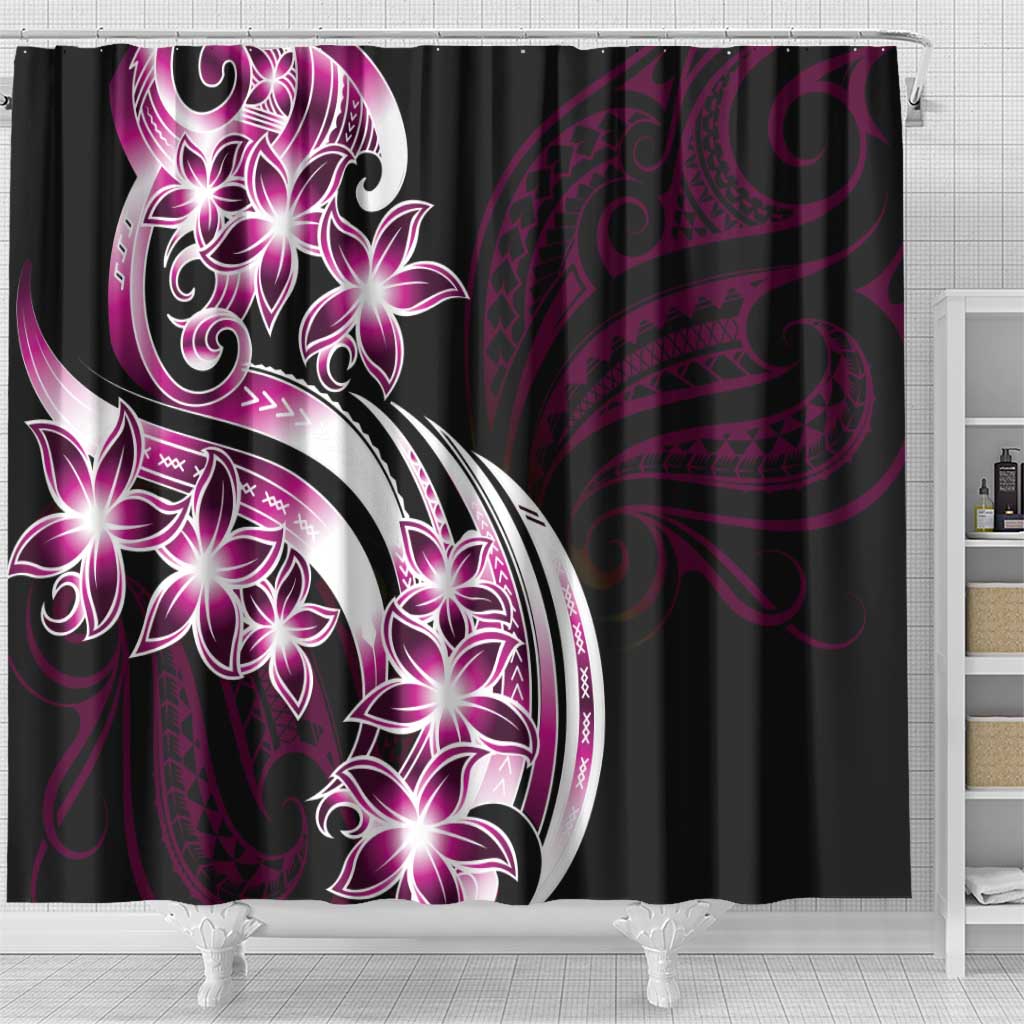 Plumeria Tribal Tattoo Shower Curtain Pink Polynesian Pattern LT9 - Polynesian Pride