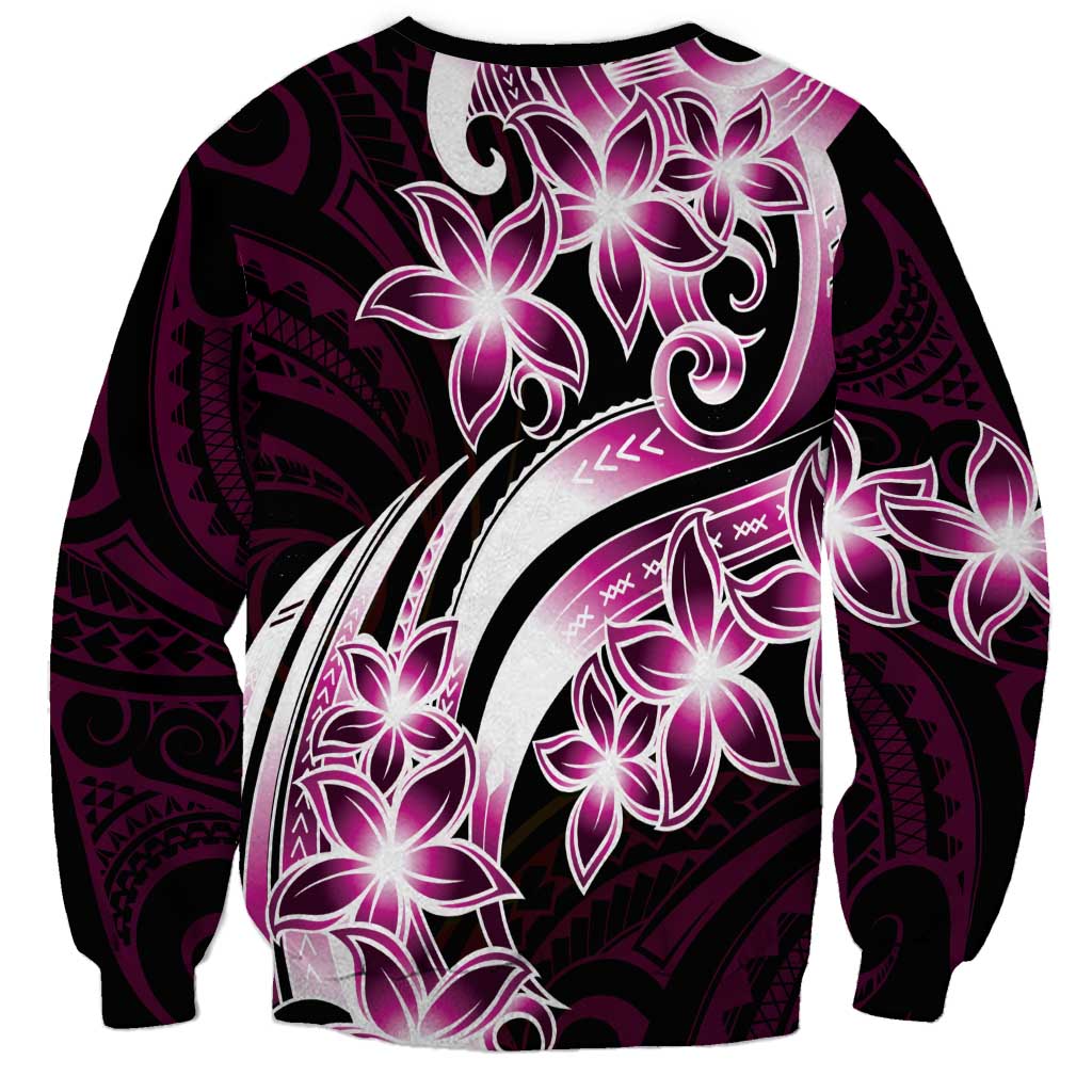 Plumeria Tribal Tattoo Sweatshirt Pink Polynesian Pattern