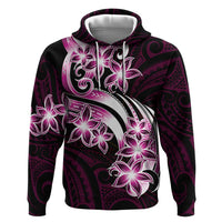 Plumeria Tribal Tattoo Zip Hoodie Pink Polynesian Pattern