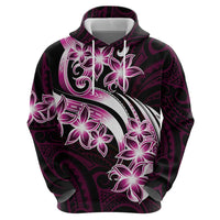 Plumeria Tribal Tattoo Zip Hoodie Pink Polynesian Pattern