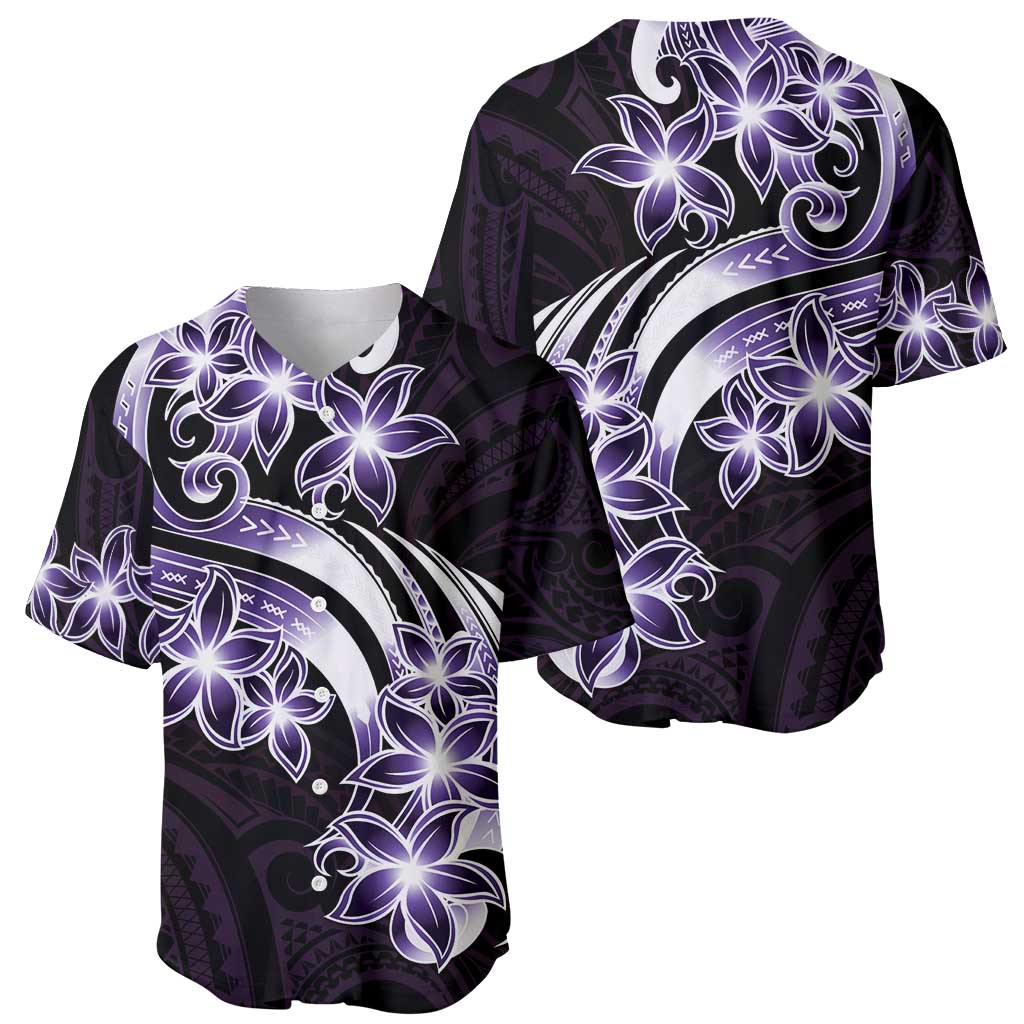 Plumeria Tribal Tattoo Baseball Jersey Purple Polynesian Pattern LT9 - Polynesian Pride