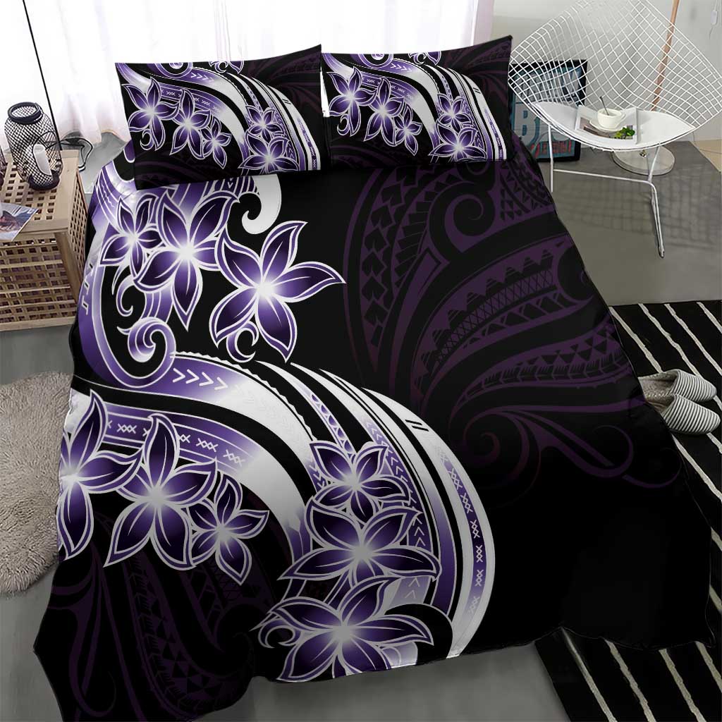 Plumeria Tribal Tattoo Bedding Set Purple Polynesian Pattern LT9 - Polynesian Pride