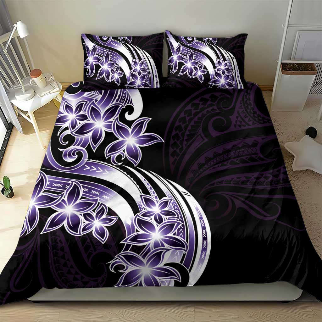 Plumeria Tribal Tattoo Bedding Set Purple Polynesian Pattern LT9 - Polynesian Pride
