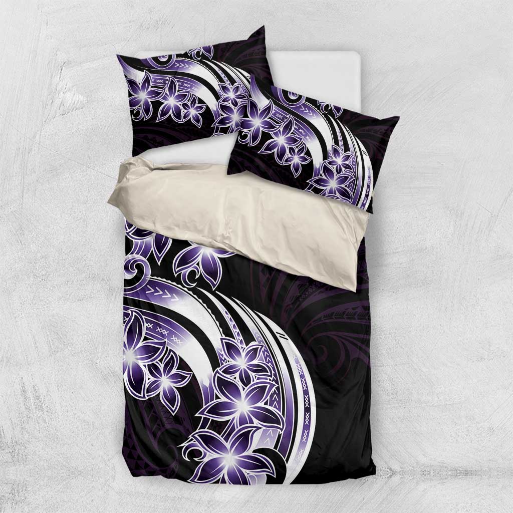 Plumeria Tribal Tattoo Bedding Set Purple Polynesian Pattern LT9 US Twin 172cm x 218cm Purple - Polynesian Pride