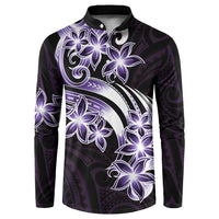Plumeria Tribal Tattoo Button Sweatshirt Purple Polynesian Pattern