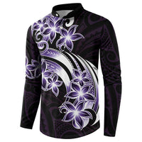 Plumeria Tribal Tattoo Button Sweatshirt Purple Polynesian Pattern