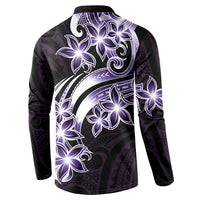 Plumeria Tribal Tattoo Button Sweatshirt Purple Polynesian Pattern