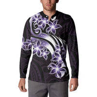 Plumeria Tribal Tattoo Button Sweatshirt Purple Polynesian Pattern