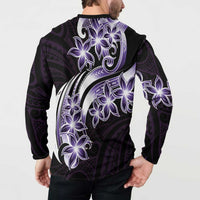 Plumeria Tribal Tattoo Button Sweatshirt Purple Polynesian Pattern