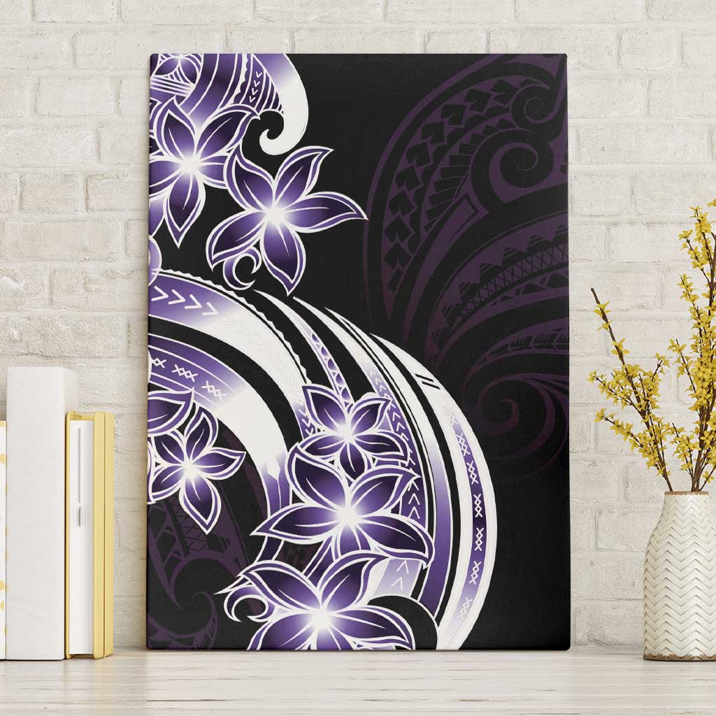 Plumeria Tribal Tattoo Canvas Wall Art Purple Polynesian Pattern