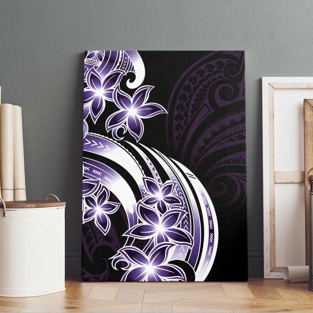 Plumeria Tribal Tattoo Canvas Wall Art Purple Polynesian Pattern