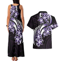 Plumeria Tribal Tattoo Couples Matching Tank Maxi Dress and Hawaiian Shirt Purple Polynesian Pattern LT9 - Polynesian Pride