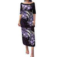 Plumeria Tribal Tattoo Family Matching Puletasi and Hawaiian Shirt Purple Polynesian Pattern LT9 Mom's Dress Purple - Polynesian Pride