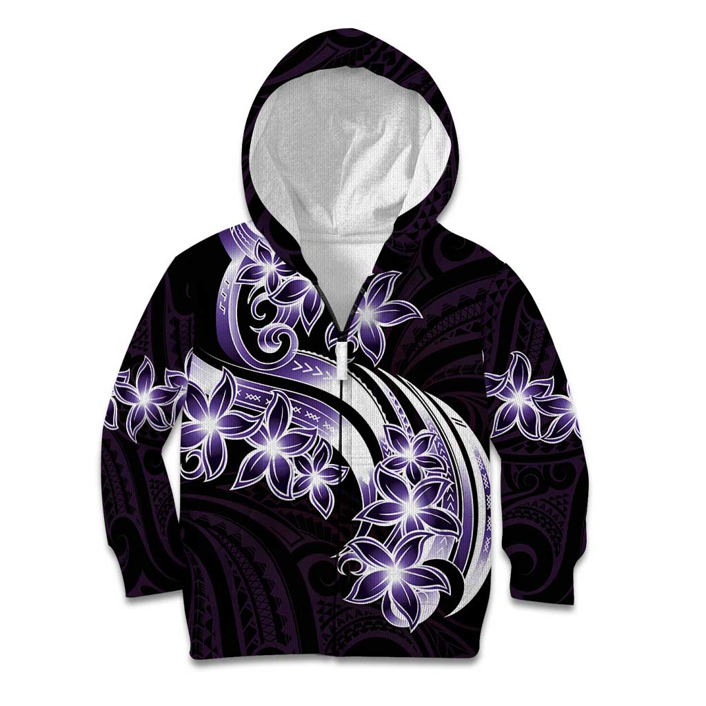 Plumeria Tribal Tattoo Kid Hoodie Purple Polynesian Pattern