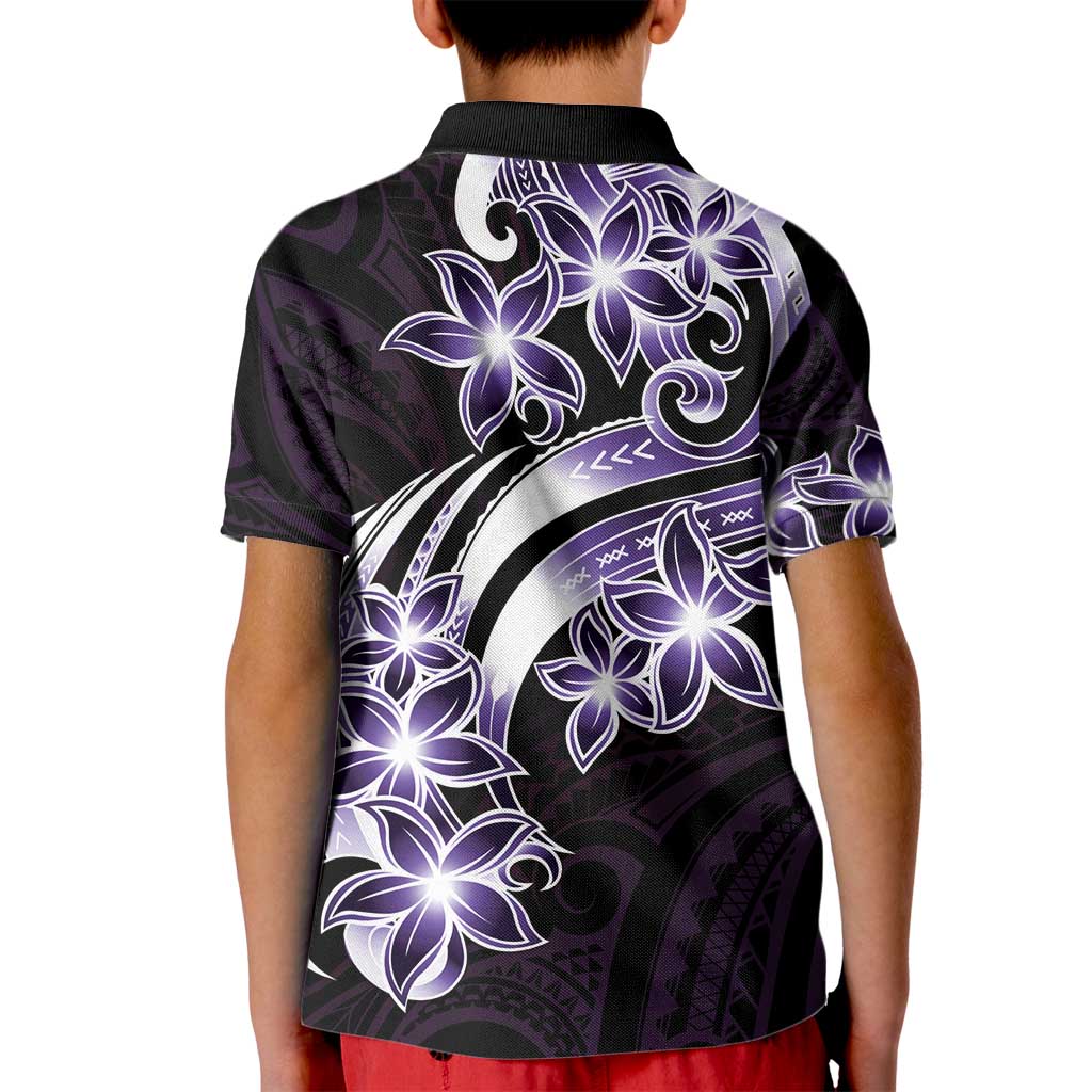 Plumeria Tribal Tattoo Kid Polo Shirt Purple Polynesian Pattern LT9 - Polynesian Pride