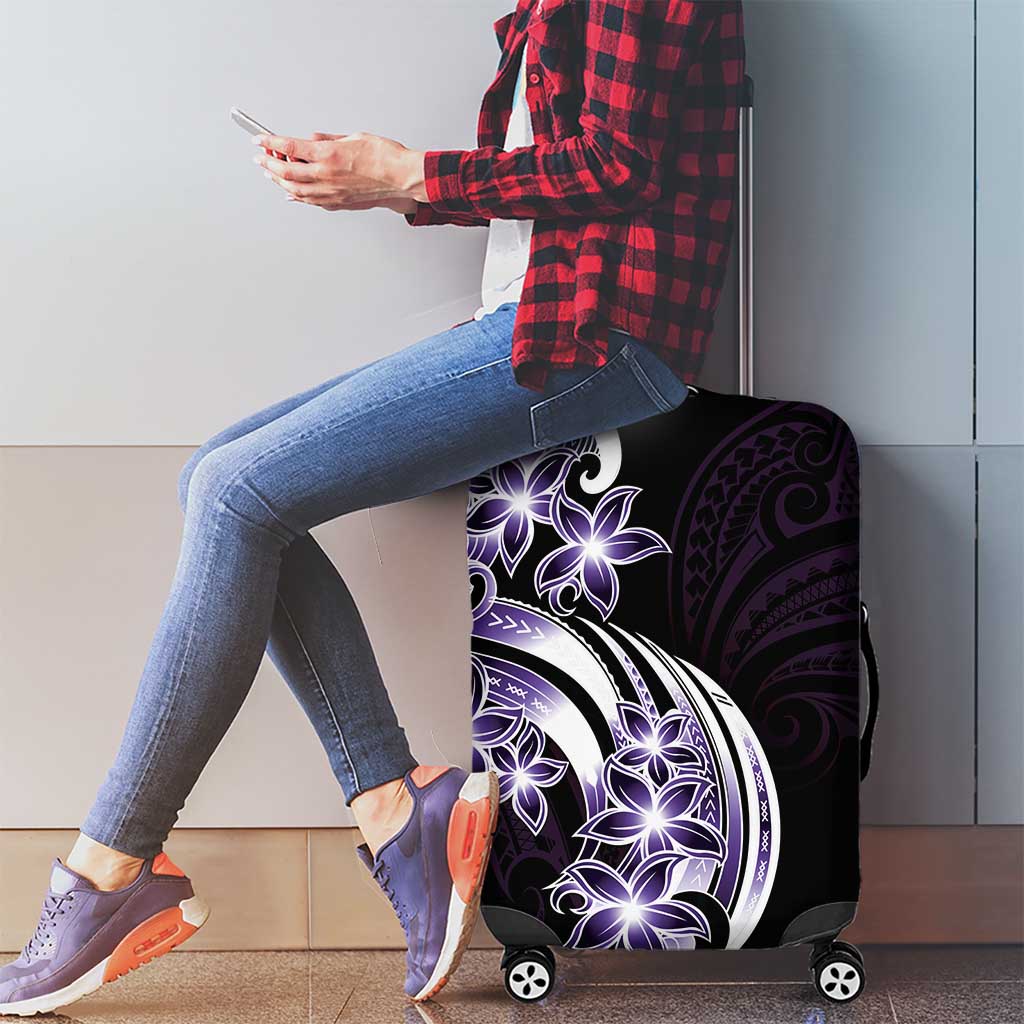 Plumeria Tribal Tattoo Luggage Cover Purple Polynesian Pattern