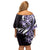 Plumeria Tribal Tattoo Off Shoulder Short Dress Purple Polynesian Pattern