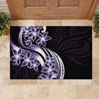 Plumeria Tribal Tattoo Rubber Doormat Purple Polynesian Pattern