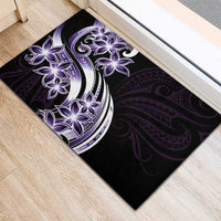 Plumeria Tribal Tattoo Rubber Doormat Purple Polynesian Pattern