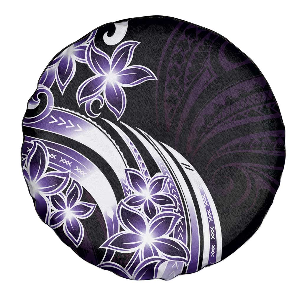 Plumeria Tribal Tattoo Spare Tire Cover Purple Polynesian Pattern