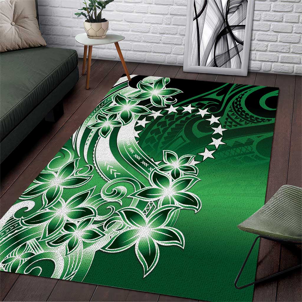 Cook Islands Tattoo Area Rug Plumeria Polynesian Pattern LT9 Green - Polynesian Pride