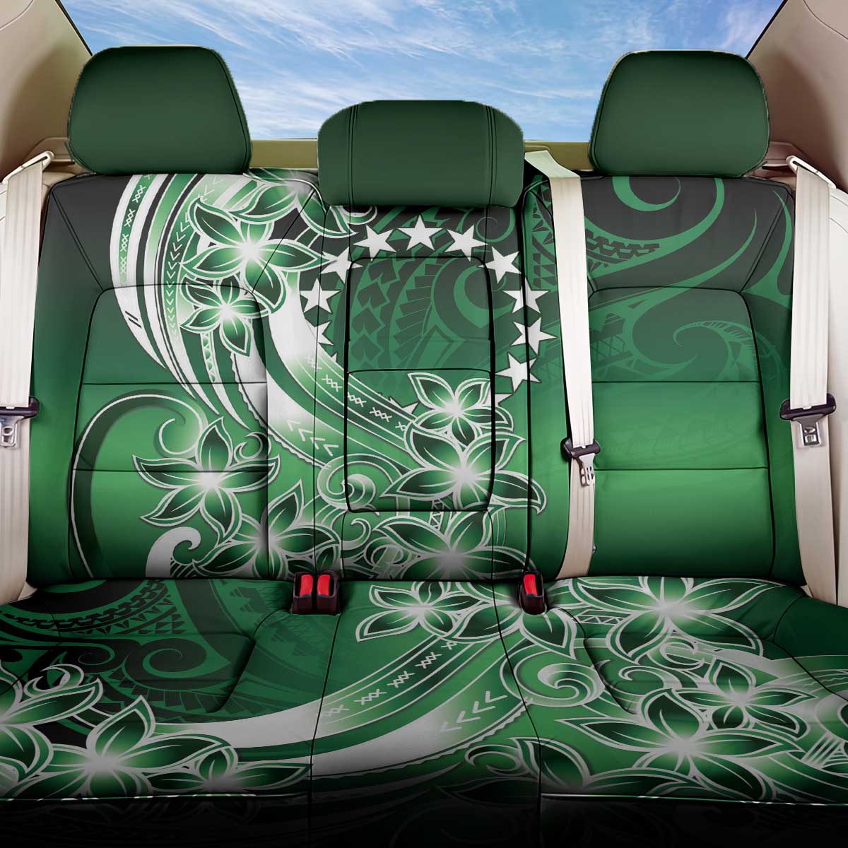 Cook Islands Tattoo Back Car Seat Cover Plumeria Polynesian Pattern