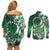 Cook Islands Tattoo Couples Matching Off Shoulder Short Dress and Long Sleeve Button Shirt Plumeria Polynesian Pattern