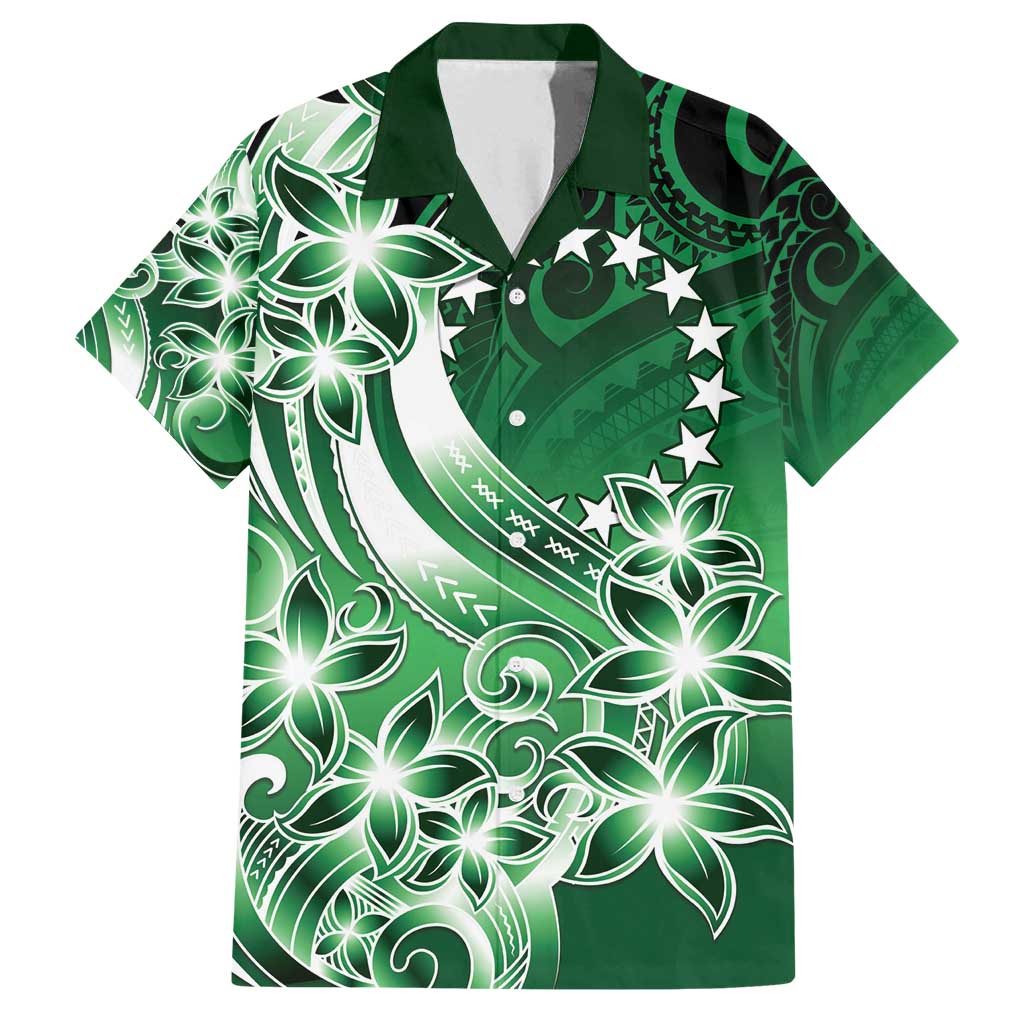 Cook Islands Tattoo Family Matching Off Shoulder Maxi Dress and Hawaiian Shirt Plumeria Polynesian Pattern LT9 Dad's Shirt - Short Sleeve Green - Polynesian Pride