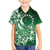 Cook Islands Tattoo Family Matching Off Shoulder Maxi Dress and Hawaiian Shirt Plumeria Polynesian Pattern LT9 Son's Shirt Green - Polynesian Pride