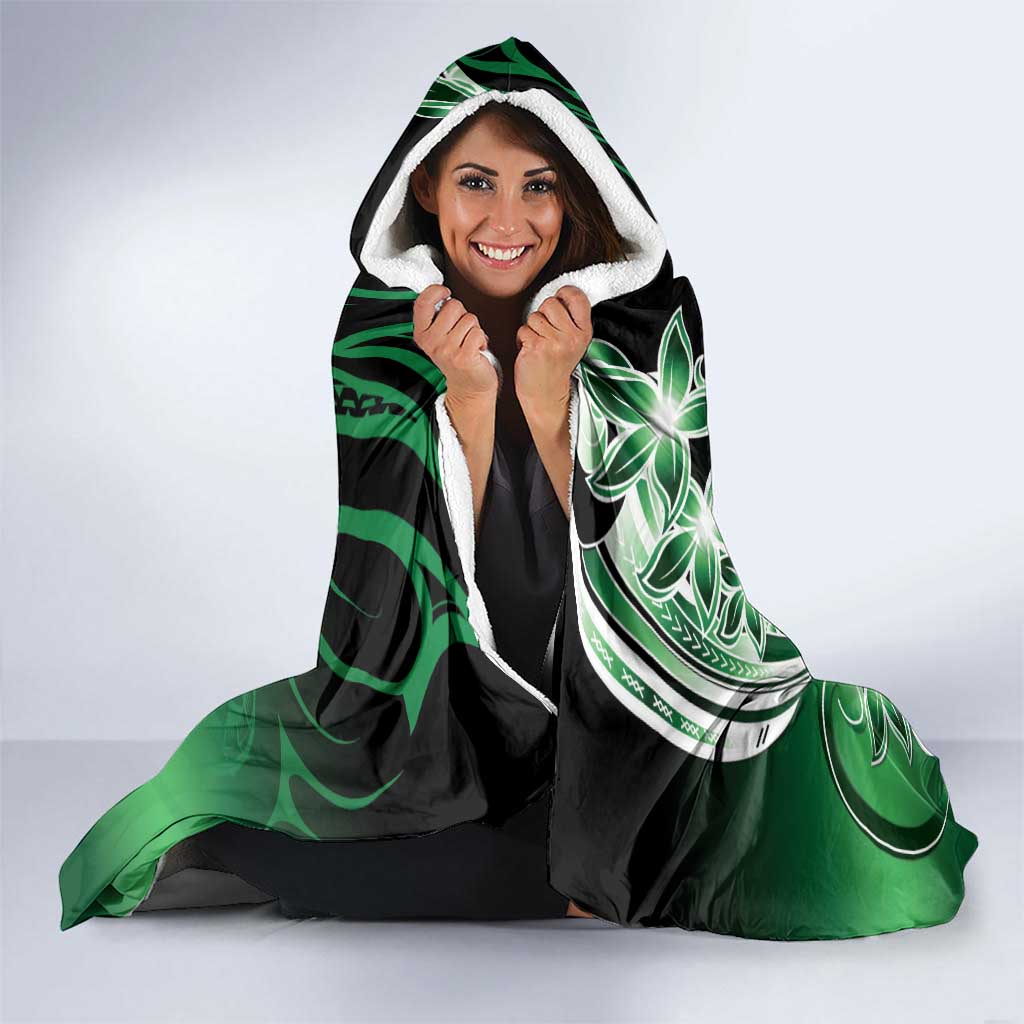 Cook Islands Tattoo Hooded Blanket Plumeria Polynesian Pattern