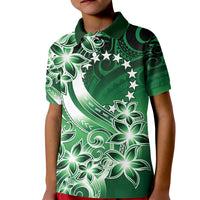 Cook Islands Tattoo Kid Polo Shirt Plumeria Polynesian Pattern LT9 Kid Green - Polynesian Pride