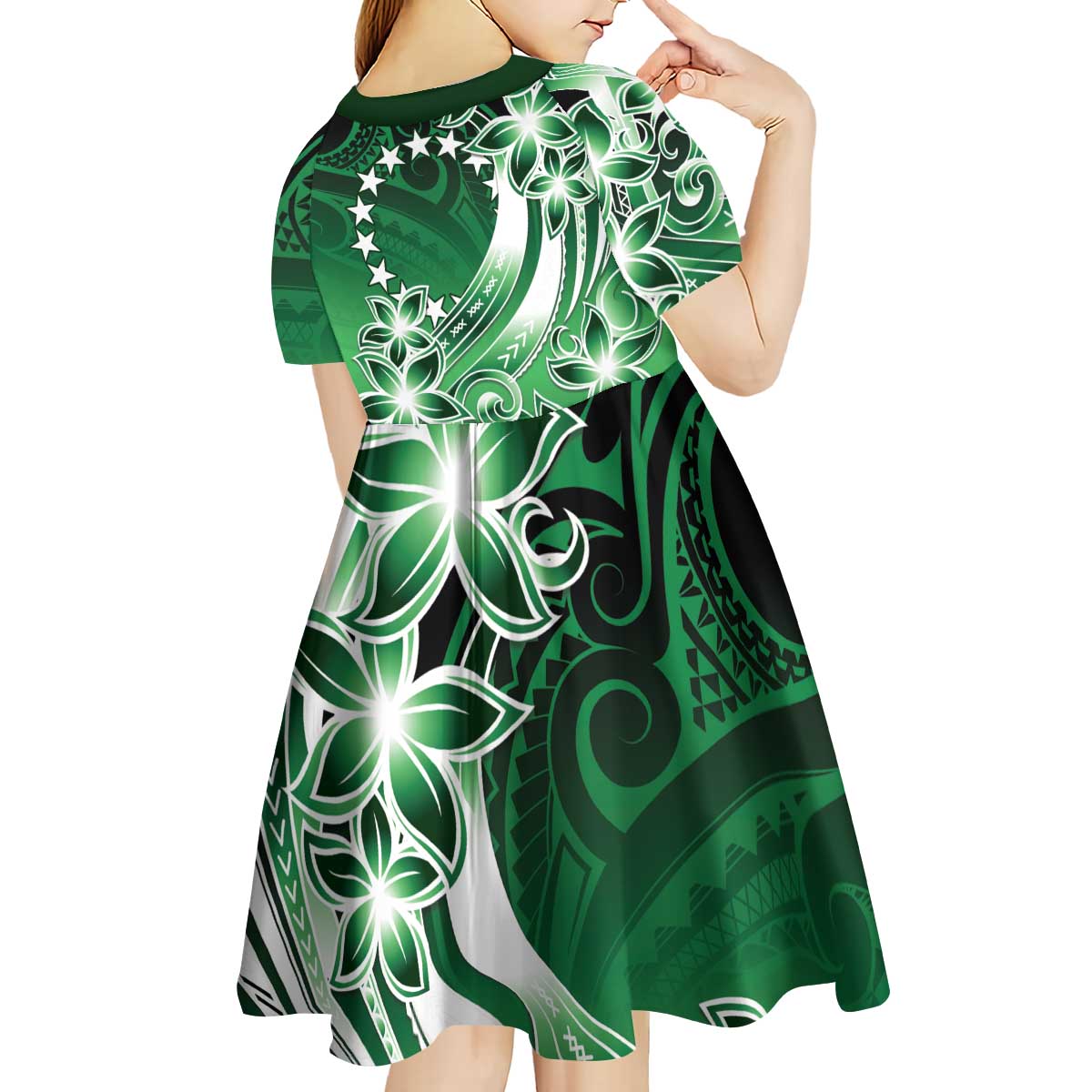 Cook Islands Tattoo Kid Short Sleeve Dress Plumeria Polynesian Pattern LT9 - Polynesian Pride