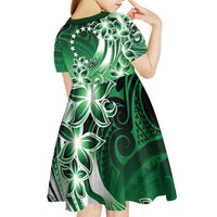 Cook Islands Tattoo Kid Short Sleeve Dress Plumeria Polynesian Pattern LT9 - Polynesian Pride