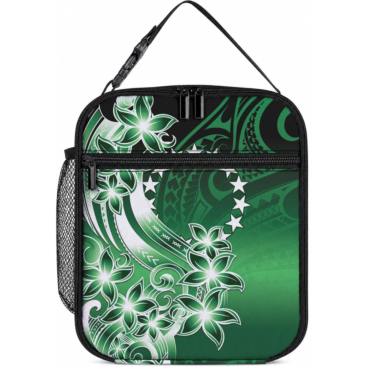 Cook Islands Tattoo Lunch Bag Plumeria Polynesian Pattern LT9 10.2 × 8.3 × 4.3 inch Green - Polynesian Pride