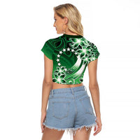 Cook Islands Tattoo Raglan Cropped T Shirt Plumeria Polynesian Pattern LT9 - Polynesian Pride
