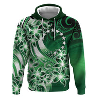 Cook Islands Tattoo Zip Hoodie Plumeria Polynesian Pattern