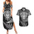 New Zealand Rugby Couples Matching Summer Maxi Dress and Hawaiian Shirt Silver Fern All Black Mix Ta Moko White Style LT9 White - Polynesian Pride