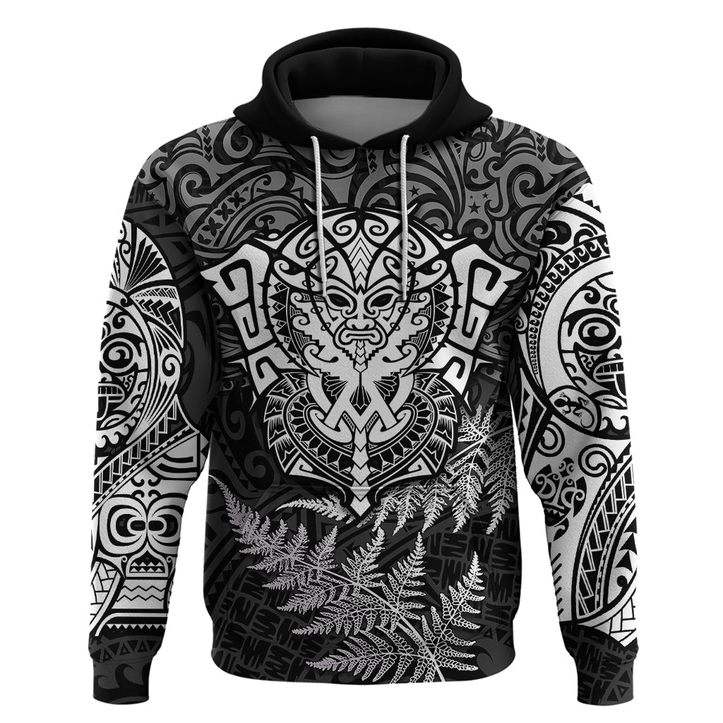 Personalised New Zealand Rugby Hoodie Silver Fern All Black Mix Ta Moko White Style LT9 White - Polynesian Pride