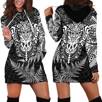 Personalised New Zealand Rugby Hoodie Dress Silver Fern All Black Mix Ta Moko White Style LT9 - Polynesian Pride