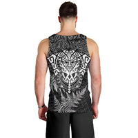 Personalised New Zealand Rugby Men Tank Top Silver Fern All Black Mix Ta Moko White Style LT9 - Polynesian Pride