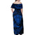 New Zealand Rugby Off Shoulder Maxi Dress Silver Fern All Black Mix Ta Moko Blue Style LT9 - Polynesian Pride