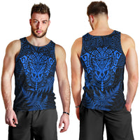 Personalised New Zealand Rugby Men Tank Top Silver Fern All Black Mix Ta Moko Blue Style LT9 - Polynesian Pride