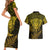 New Zealand Rugby Couples Matching Short Sleeve Bodycon Dress and Hawaiian Shirt Silver Fern All Black Mix Ta Moko Gold Style LT9 - Polynesian Pride