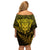 New Zealand Rugby Off Shoulder Short Dress Silver Fern All Black Mix Ta Moko Gold Style LT9 - Polynesian Pride