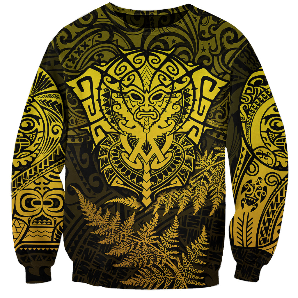 New Zealand Rugby Sweatshirt Silver Fern All Black Mix Ta Moko Gold Style LT9 Unisex Gold - Polynesian Pride