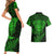 New Zealand Rugby Couples Matching Short Sleeve Bodycon Dress and Hawaiian Shirt Silver Fern All Black Mix Ta Moko Green Style LT9 - Polynesian Pride